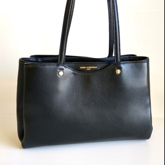 Karl Lagerfeld Handbags - KARL LAGERFELD Black Leather Tote Bag